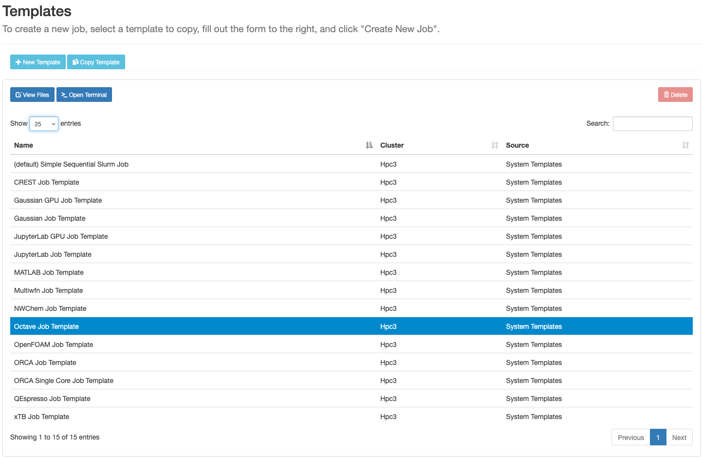 Open OnDemand - Job Composer - Templates - Octave